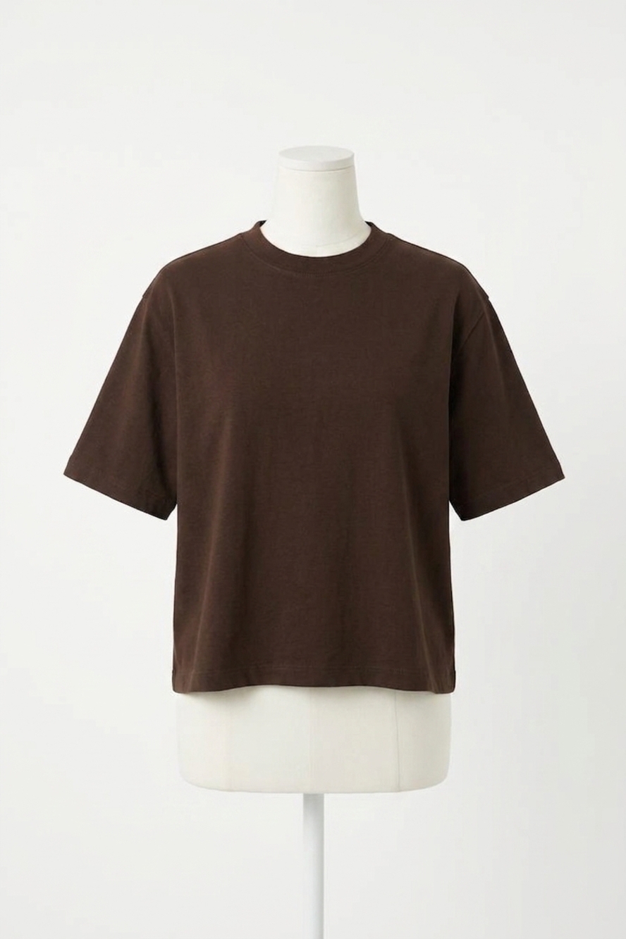 NEW ENZA COSTA short sleeve supima structured tee in chocolate